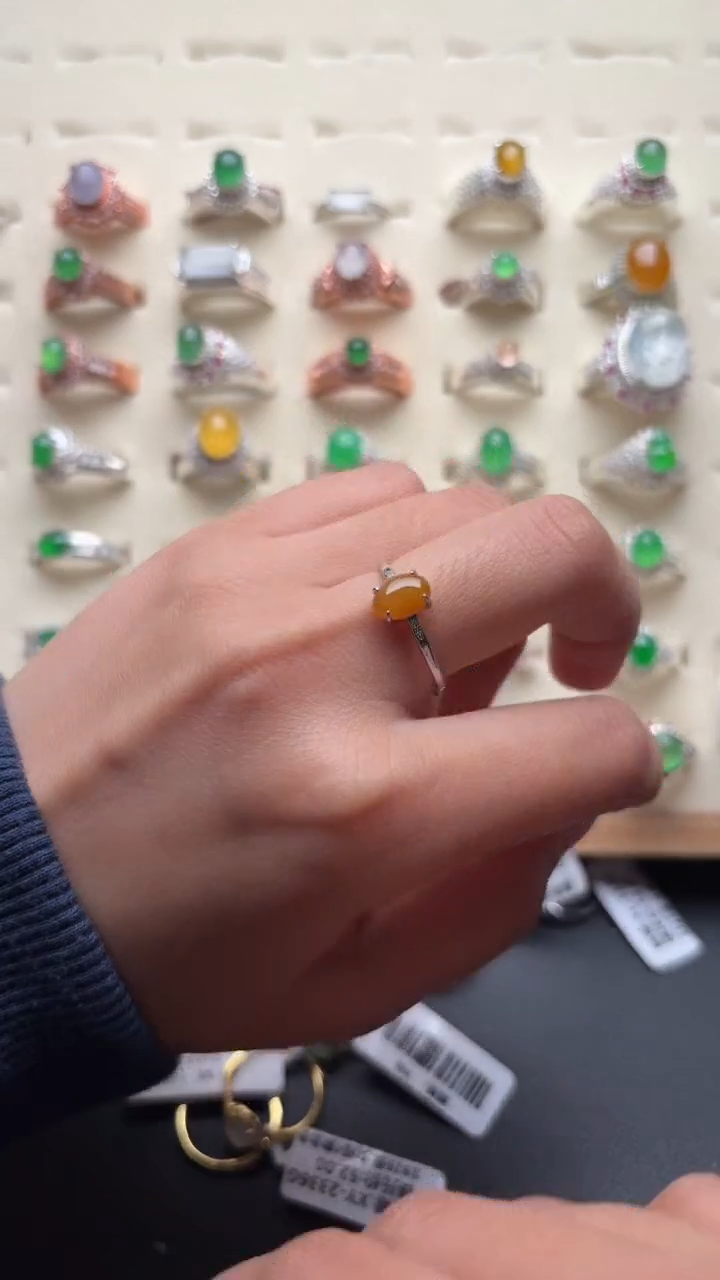 【闪购商品】翡翠戒指银S925镶嵌缅甸A货翡翠S925银镶嵌