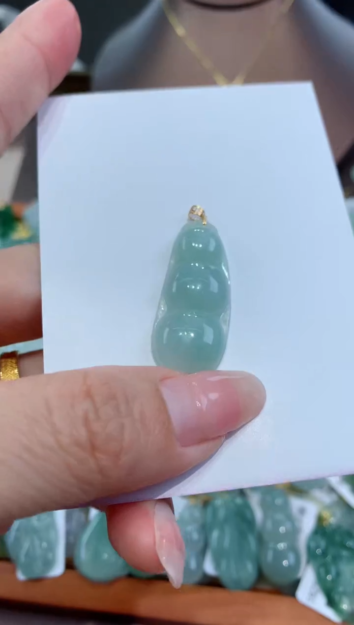 【闪购商品】翡翠颈饰18K金镶嵌 天然缅甸a货翡翠