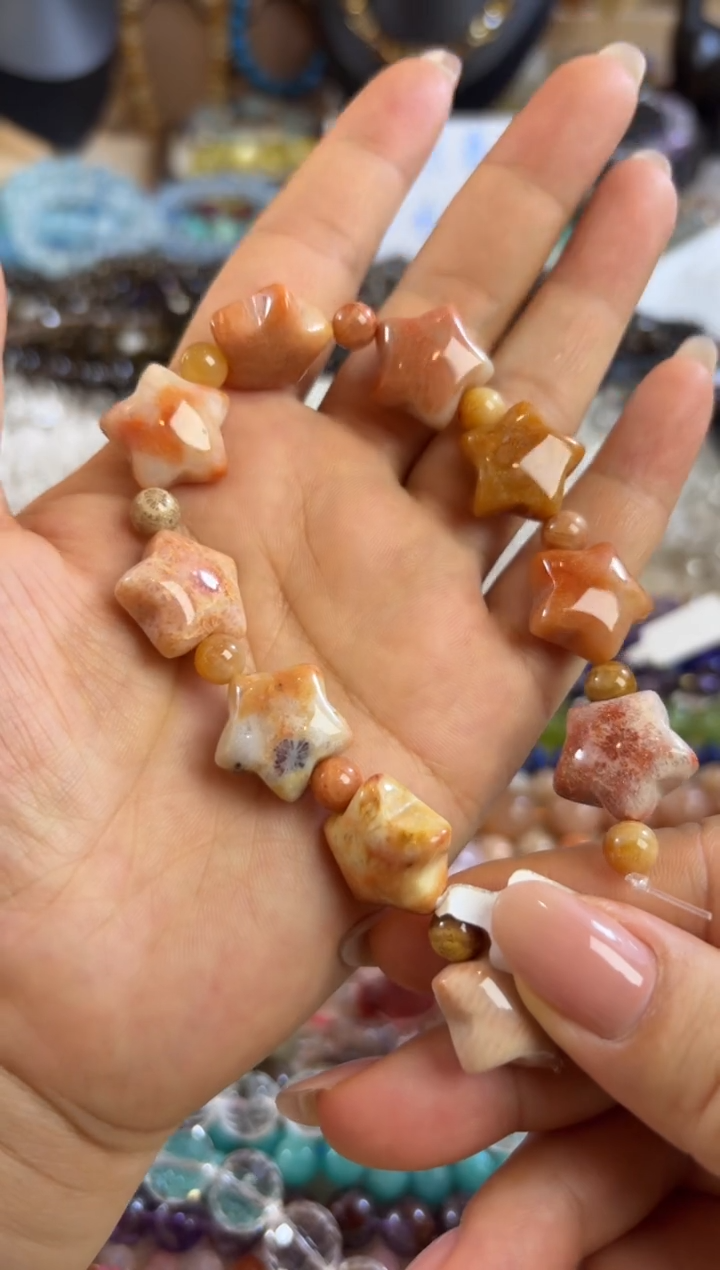 未镶嵌玛瑙/玉髓珠宝半成品珊姑娘五角星10颗