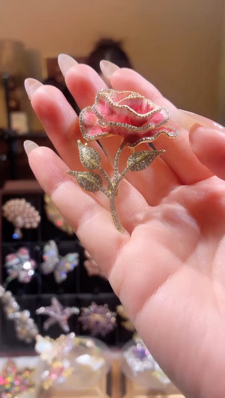 合成立方氧化锆铜合金粉色玫瑰