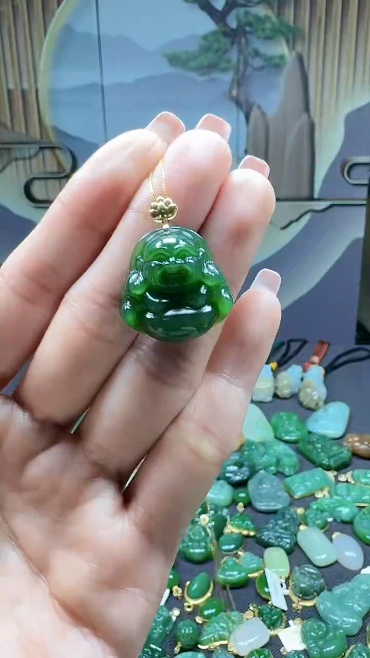【闪购商品】和田玉吊坠(不含链)18K金镶嵌1