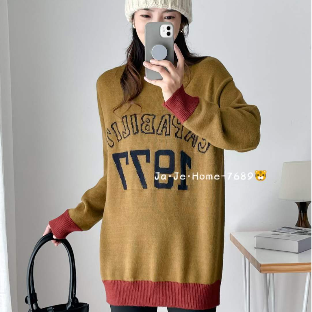 韩版新款慵懒加厚毛衣中长款打底衫女显瘦7689