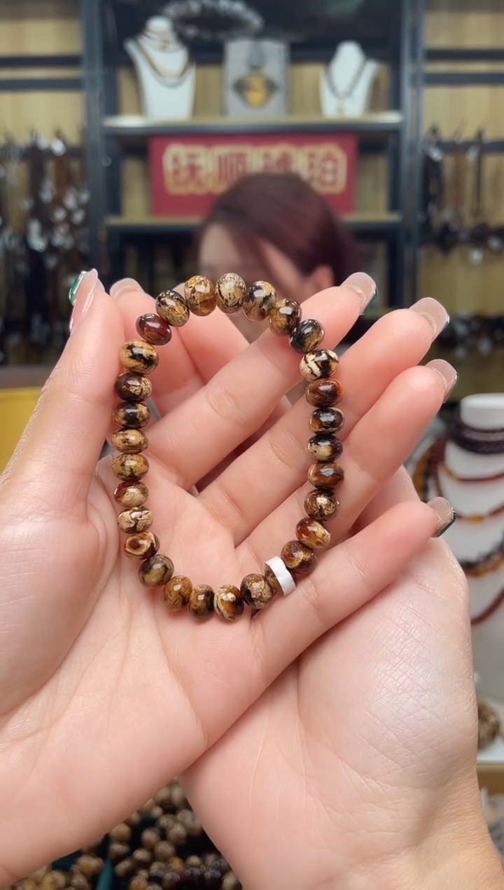 【闪购商品】琥珀裸石未镶嵌8+花珀单圈