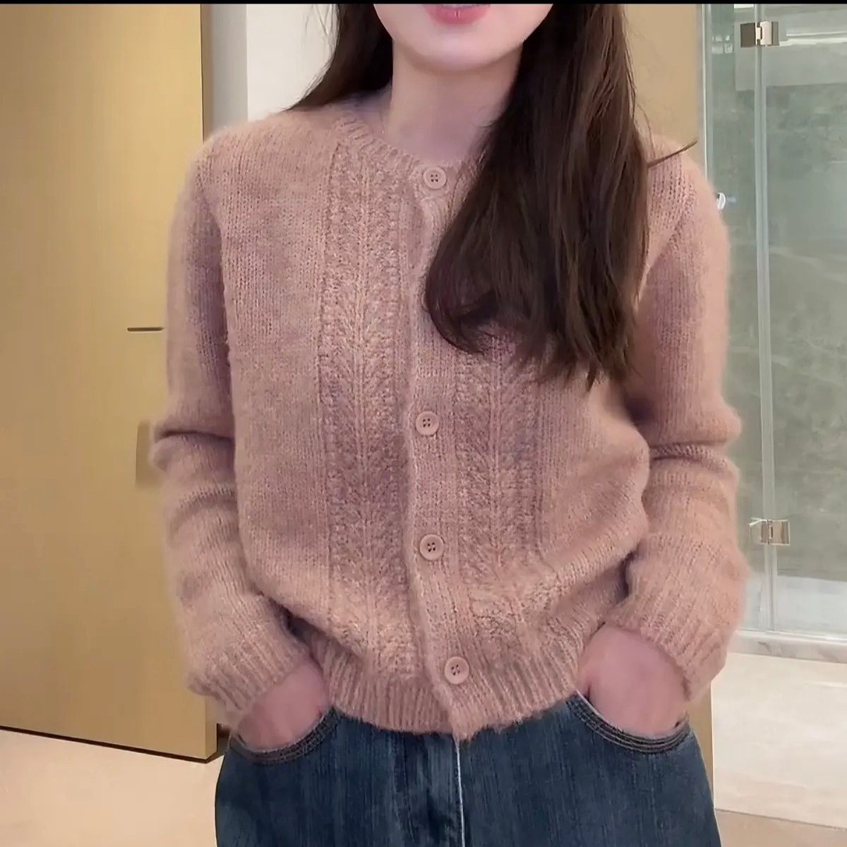 008-0#秋冬百搭新款针织衫羊绒毛衣气质开衫网红时尚ins上衣女