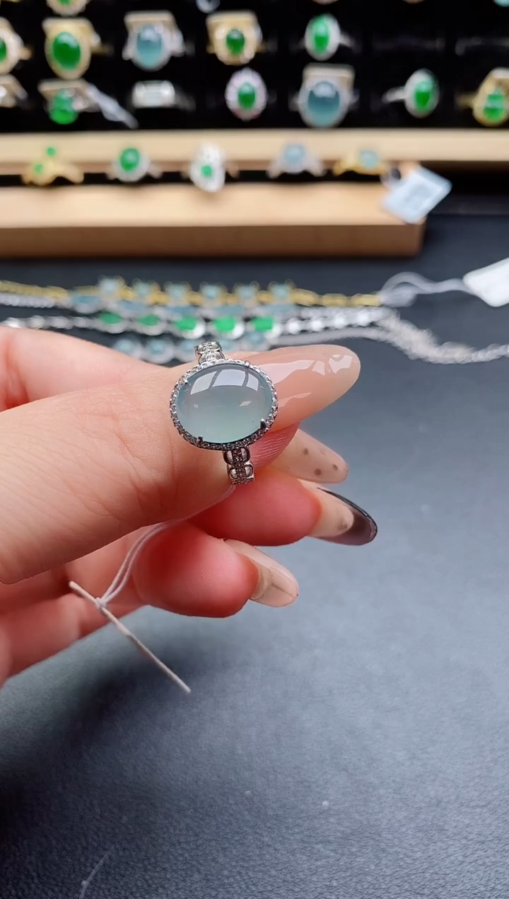 银S925镶嵌戒指翡翠1