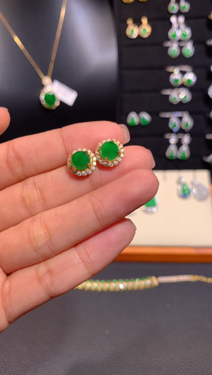 【闪购商品】翡翠耳饰银S925镶嵌多样性