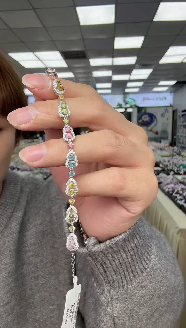 银S925镶嵌手链碧玺11