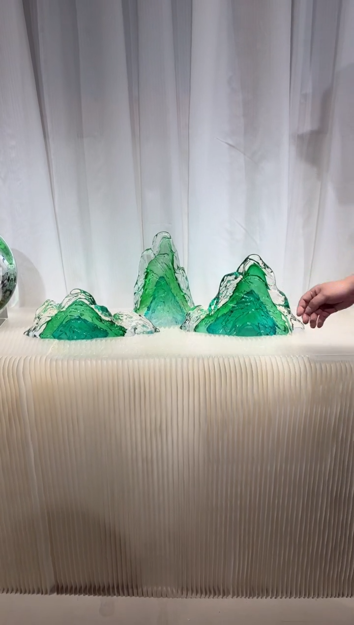 摆件璨石美学翡翠山一组艺术摆件