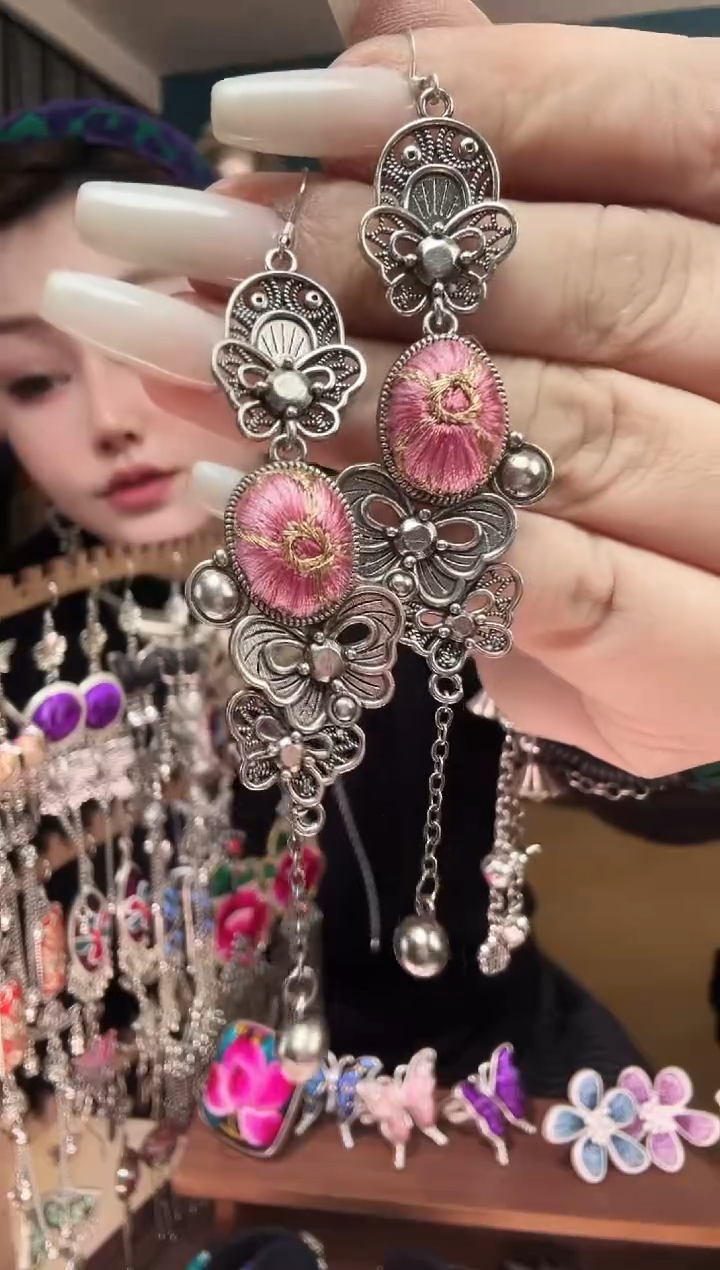 刺绣纯手工民族风刺绣耳环