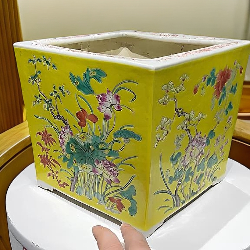 粉彩花盆四方花盆全品包邮
