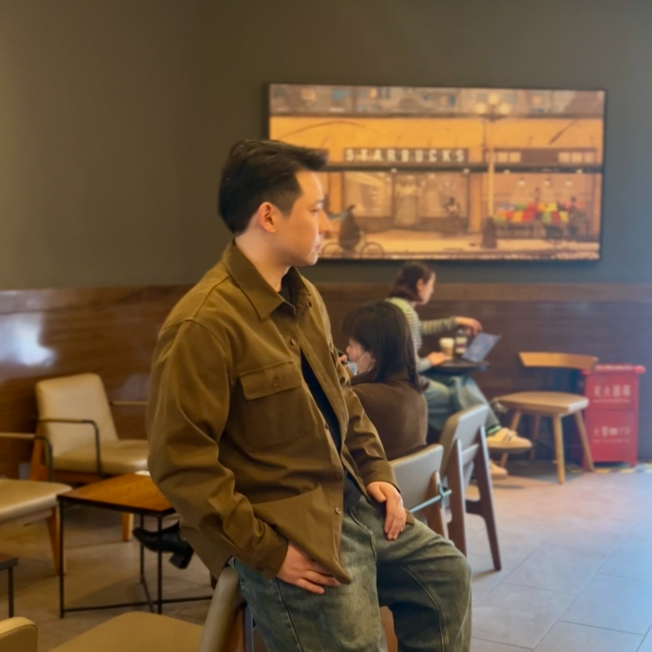 GuuRest纯棉衬衫春秋复古休闲工程师款双口袋衬衣