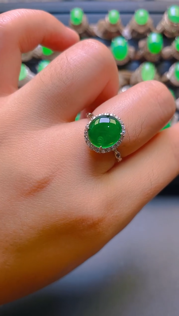 【闪购商品】翡翠耳饰银S925镶嵌天然A货翡翠1