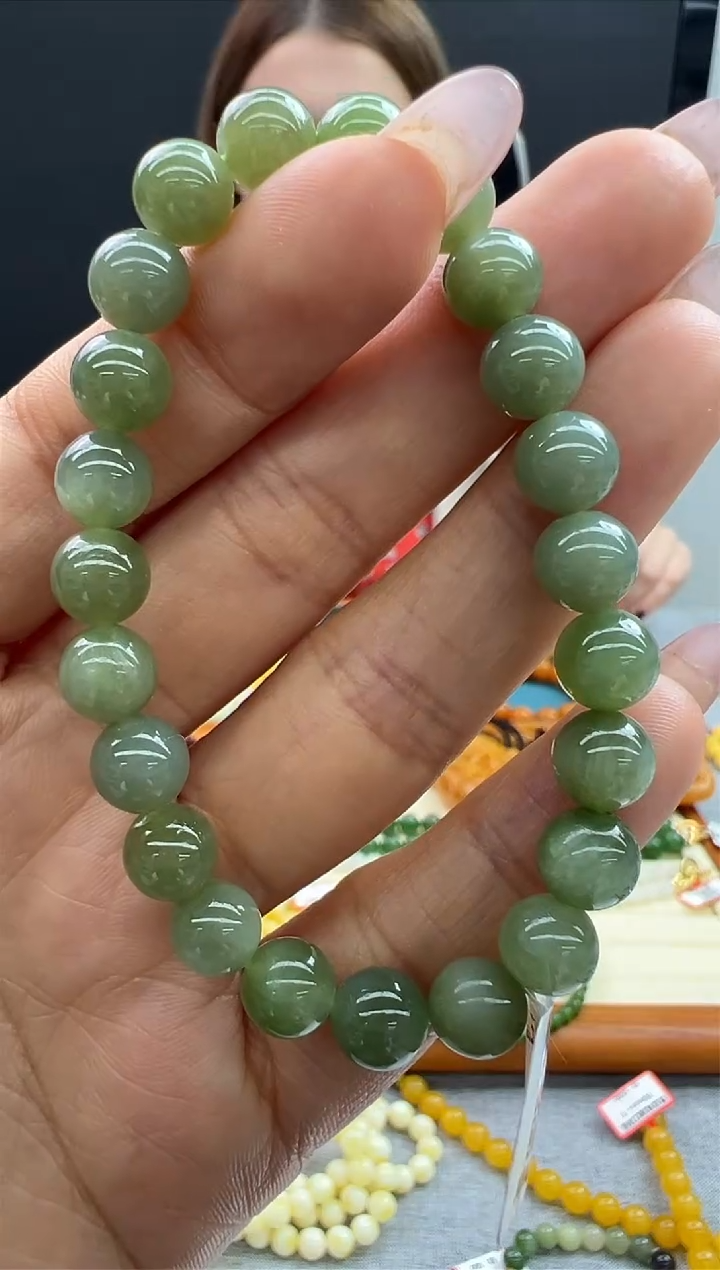 【闪购商品】和田玉（碧玉）手串未镶嵌92秒拍号