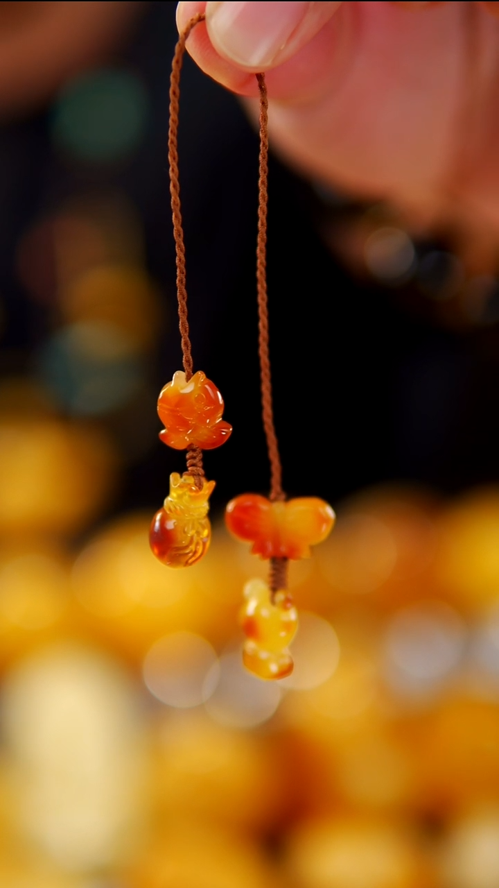 裸石琥珀未镶嵌蜜蜡俏色手机链