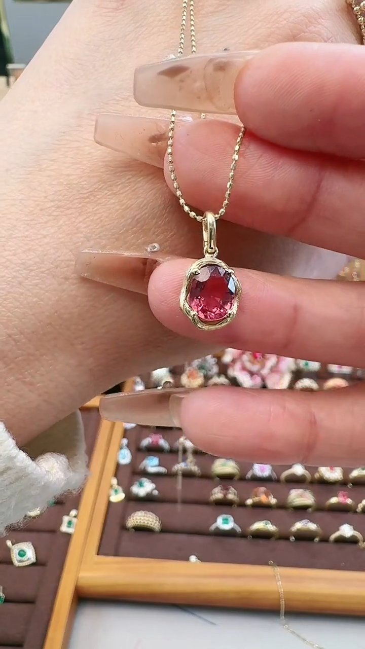 【闪购商品】碧玺吊坠(不含链)18K金镶嵌18K金碧玺吊坠