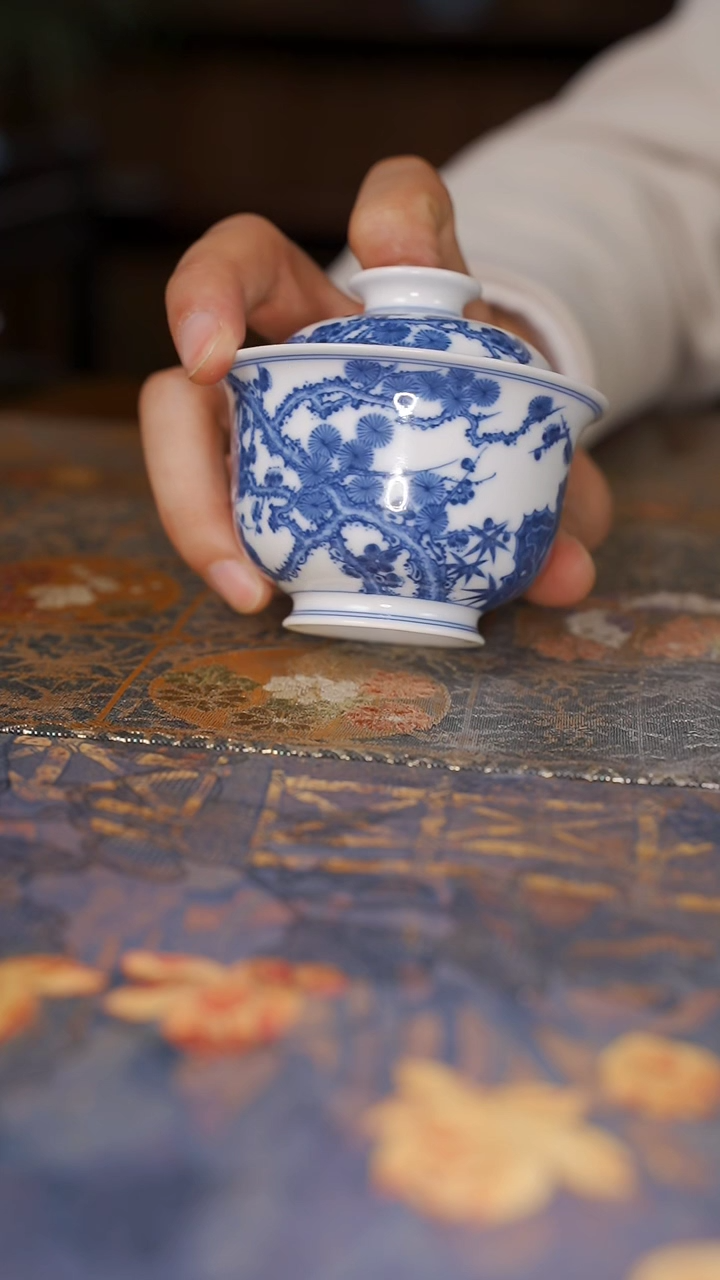 【闪购商品】杯沐茗古韵松竹梅盖碗