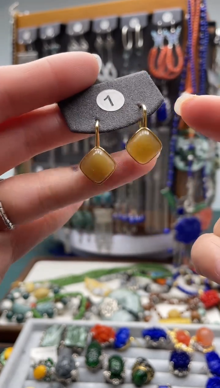 【闪购商品】和田玉耳饰银S925镶嵌饰品