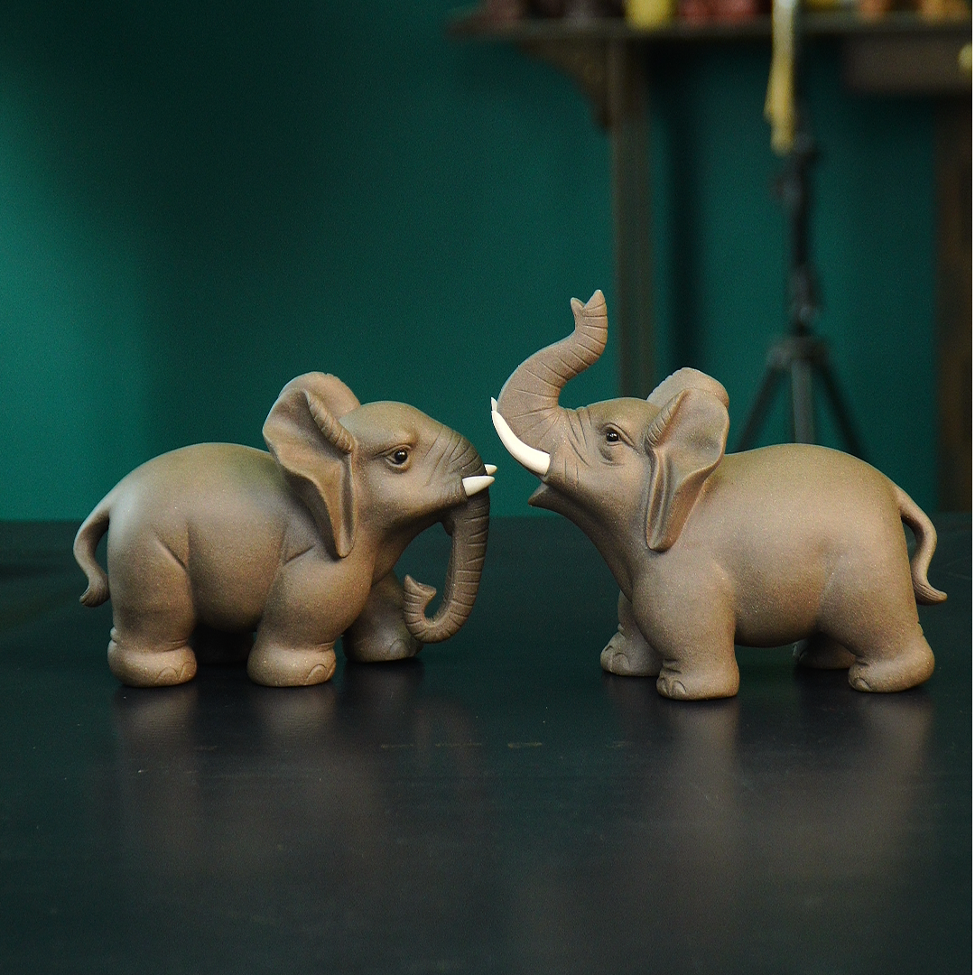 开播首发大象一对客厅摆放个人把玩收藏茶宠摆件雕塑手串