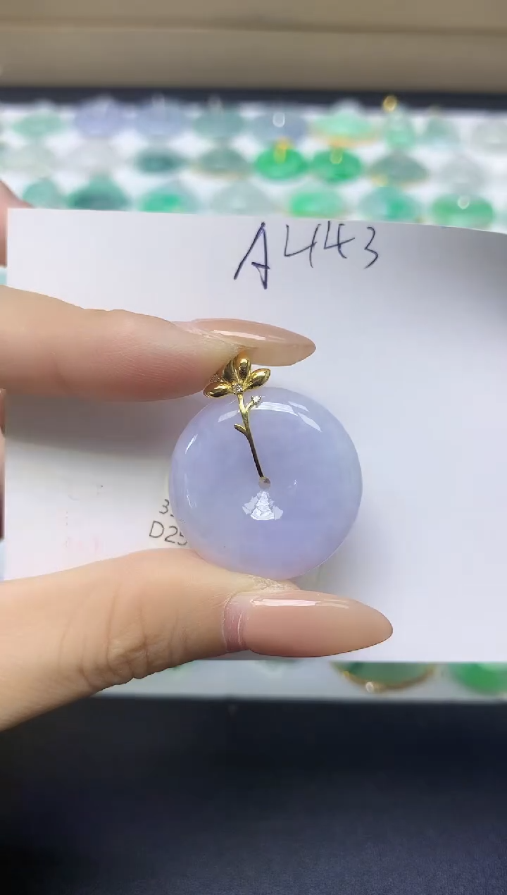 颈饰18K金镶嵌翡翠天然缅甸A货翡翠百元以上9元证书费自理