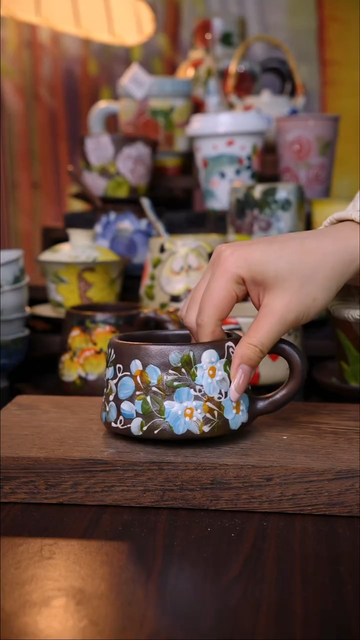 杯子陶泥垚手作 景德镇手工手绘陶瓷器物
