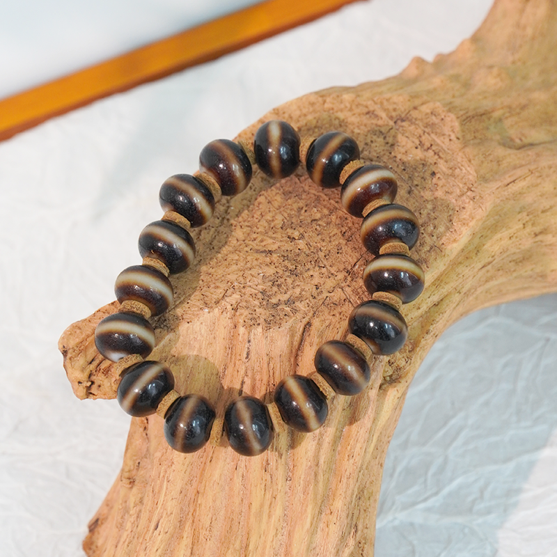 【TZ534】天然玛瑙黑金16颗一线珠手串(多样性发货，发其一)