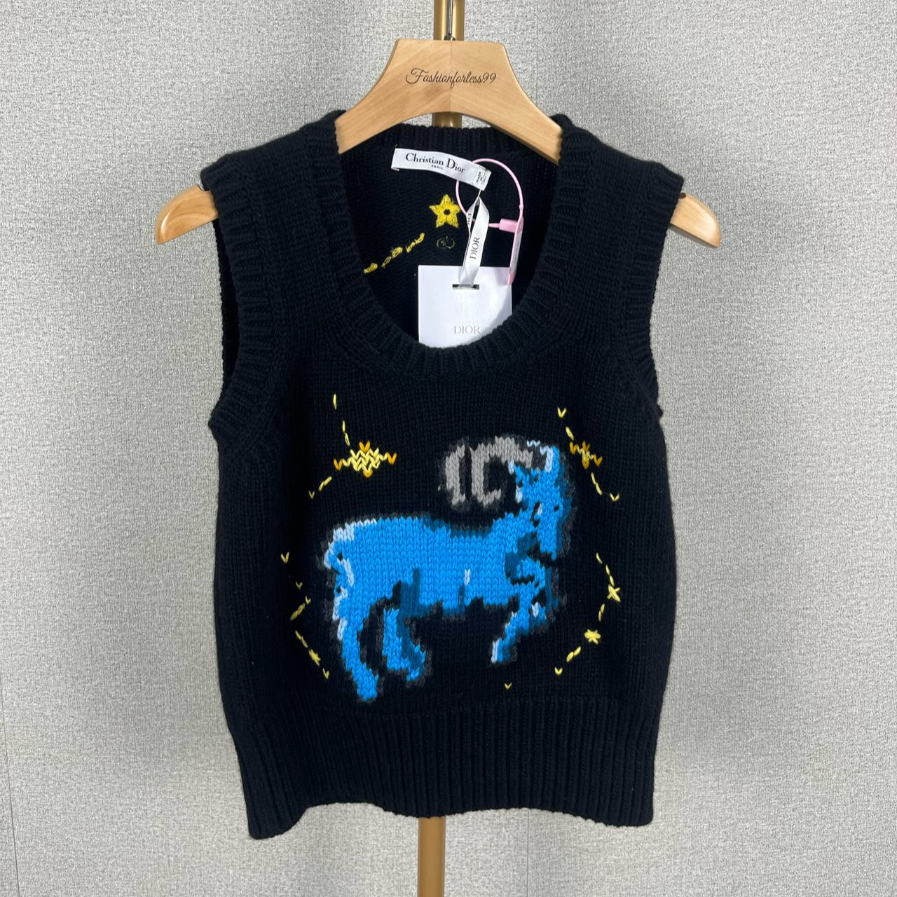 99新 DIOR/迪奥 黑色印花无袖针织衫 36 11785444