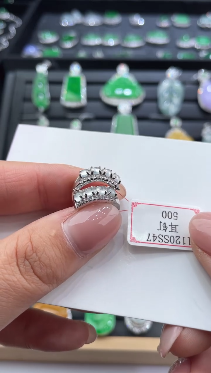 银S925镶嵌翡翠耳饰1120SS47