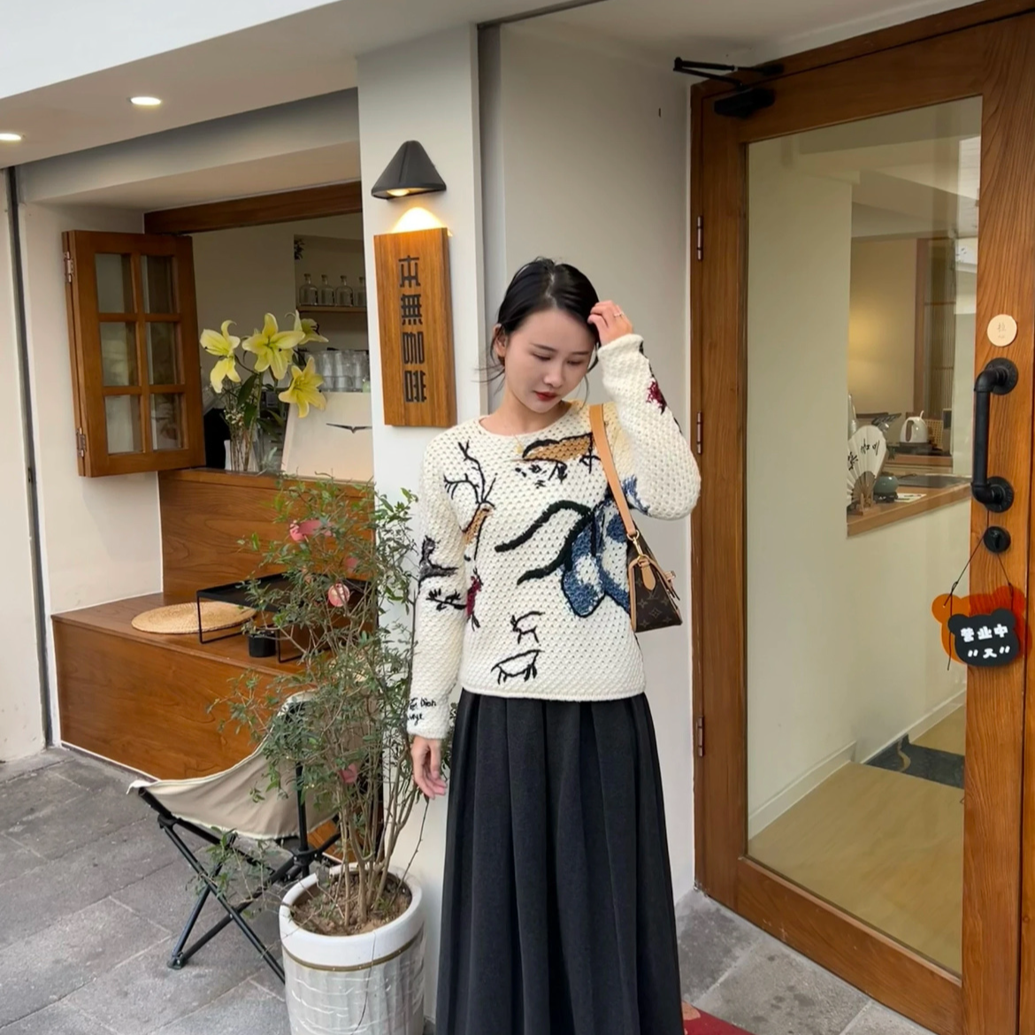 99新 DIOR/迪奥 米白色针织时尚百褶毛衣女装/尺码36/UH003205A