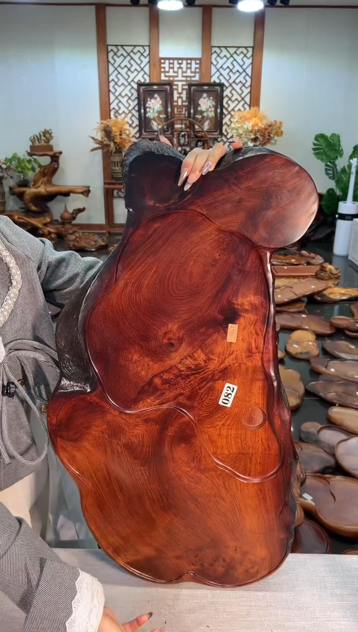 【闪购商品】大果紫檀（缅甸花梨）茶盘082