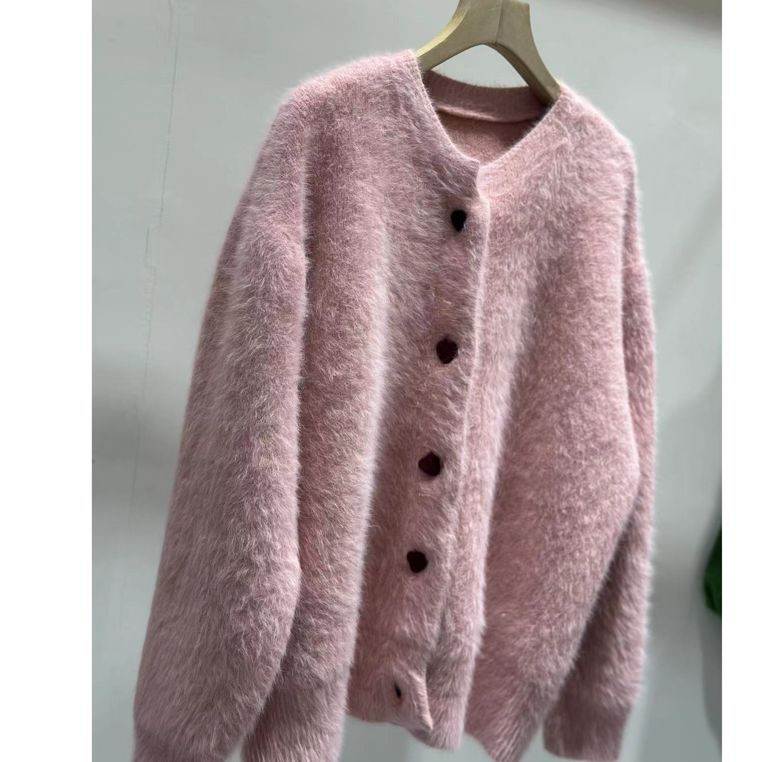 彩色水貂绒毛衣开衫