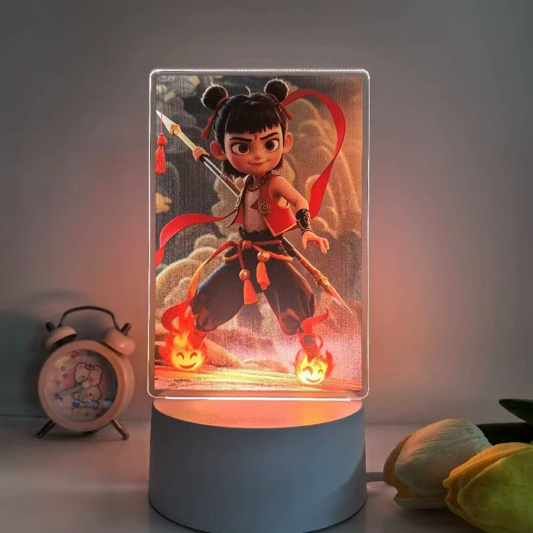 哪吒魔童闹海灯光画周边动漫装饰画摆件国漫发光床头小夜灯礼物