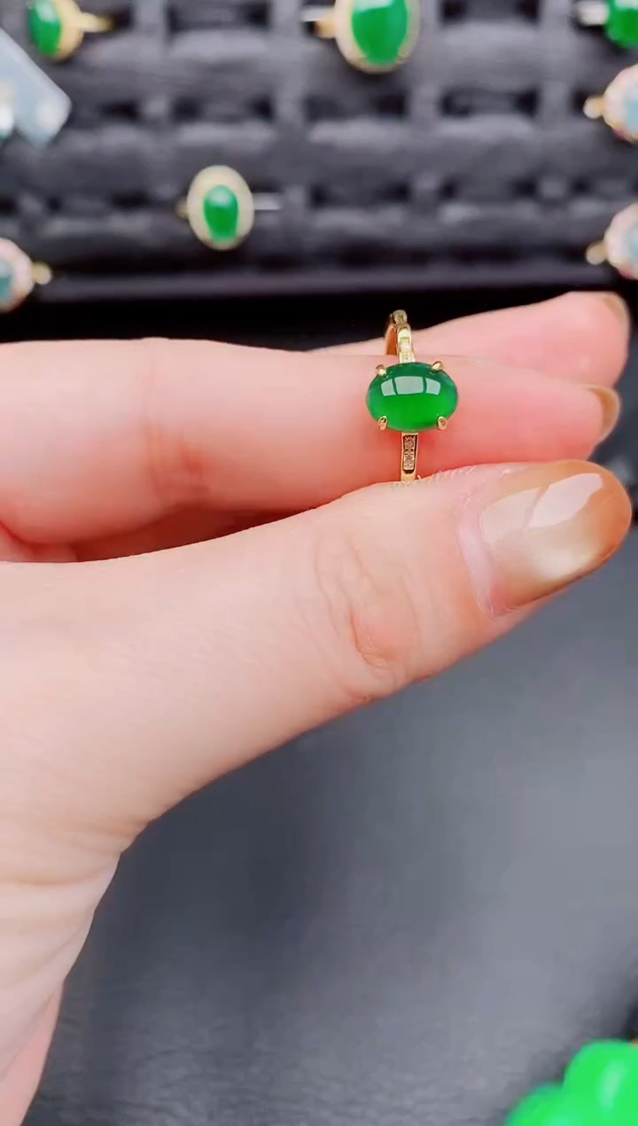 【闪购商品】翡翠戒指银S925镶嵌天然a货翡翠437