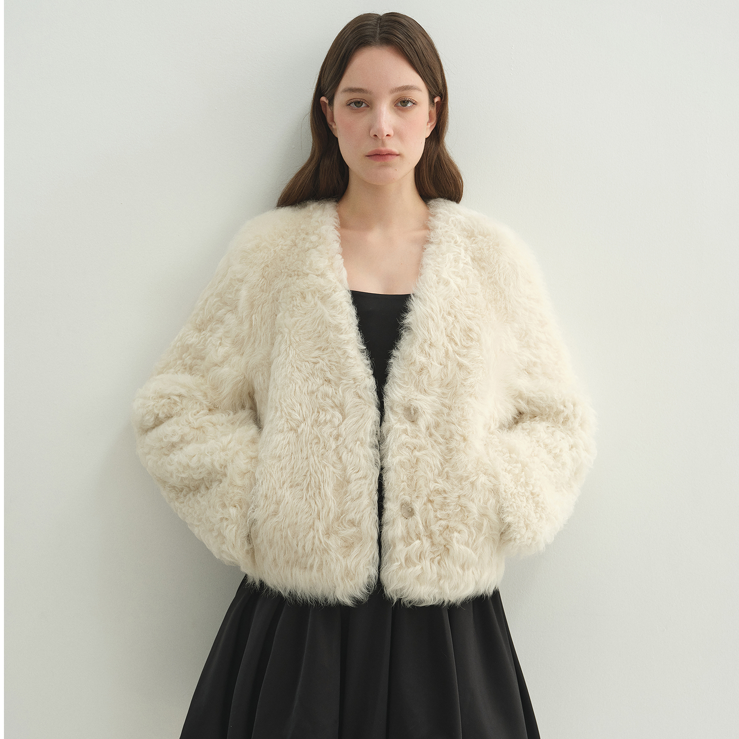 【元一Letrans】挪威梦境 V领托卡半卷毛外套