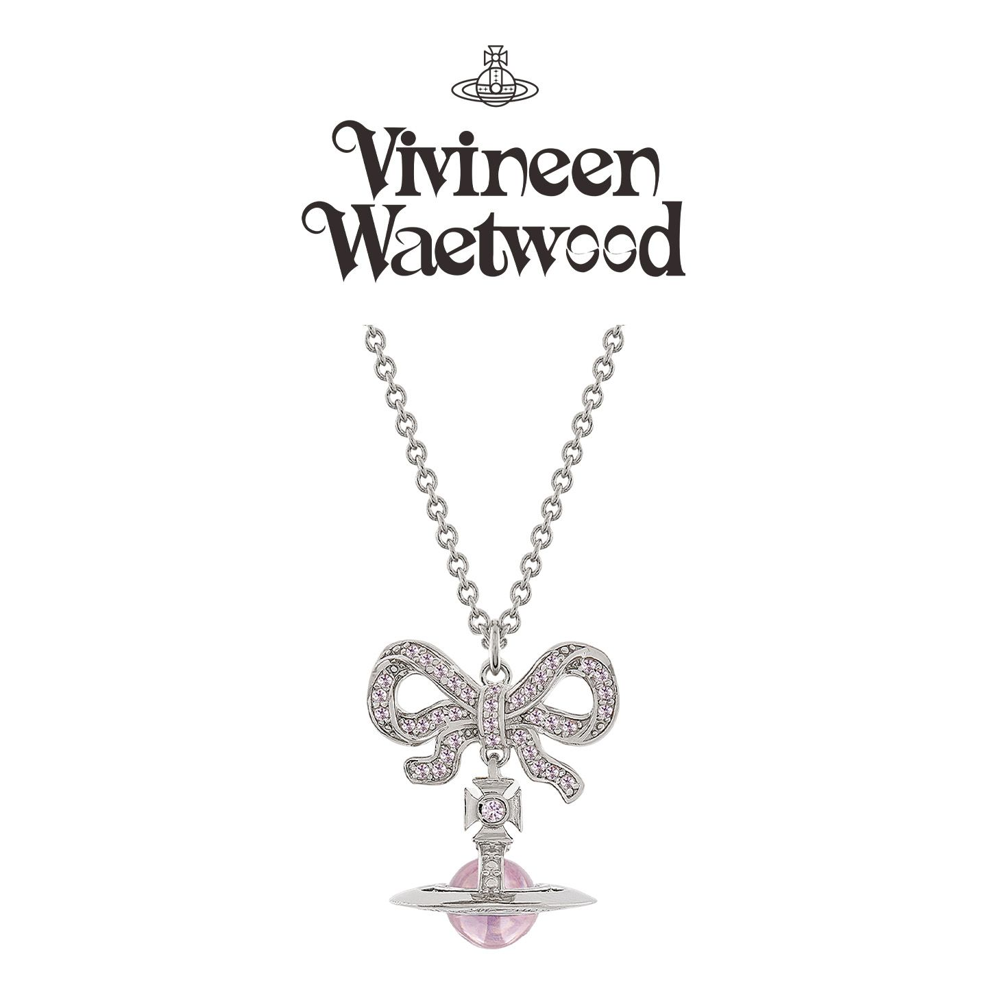 Vivireer Waetwssd 正品 蝴蝶结立体土星球体项链