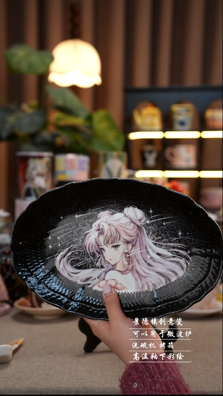 黑大美少女景德镇手工手绘陶瓷设计师高货