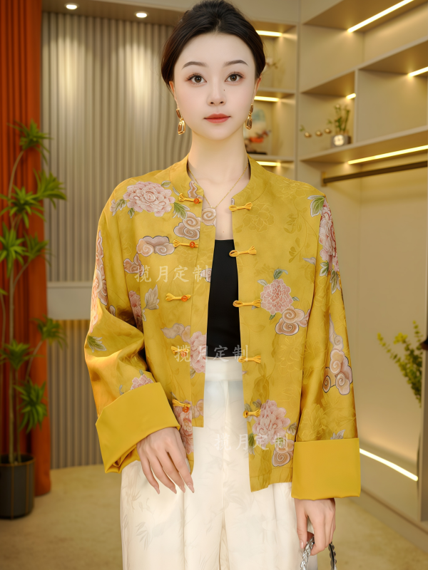 【清澈】2026早春新款上衣修身显瘦立领唐装长袖新中式女装时尚