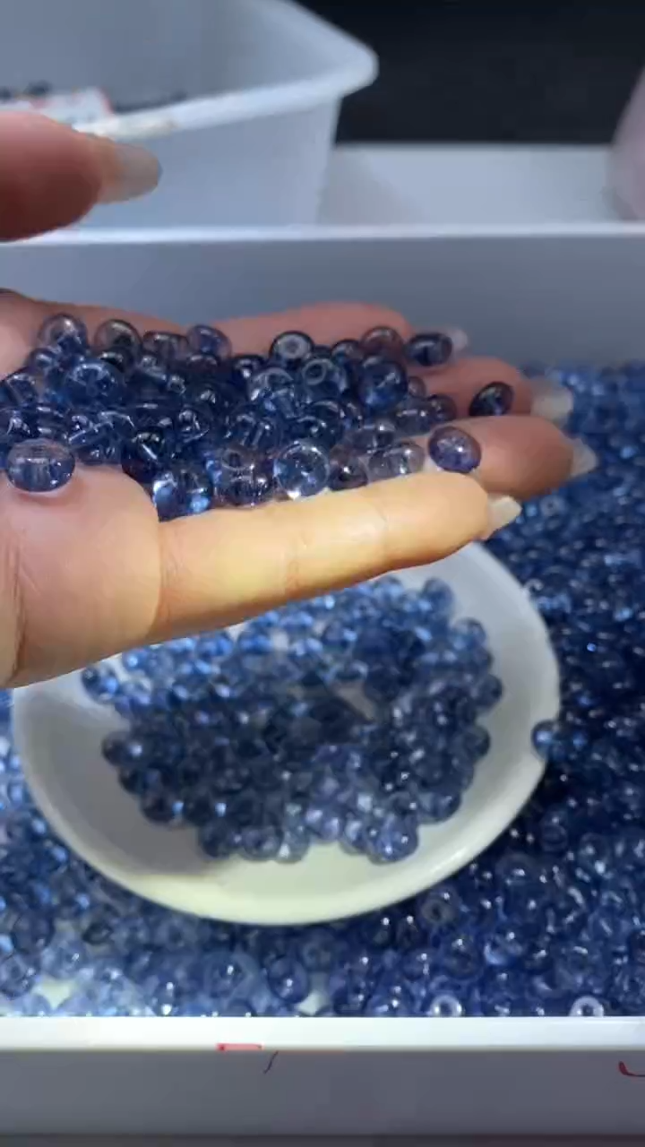 颈饰未镶嵌水晶W2973-伦敦蓝色碧玺算盘8*4mm*15颗
