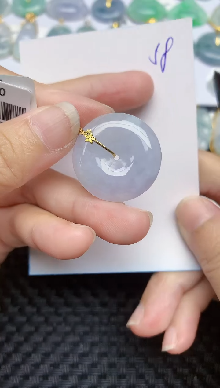 翡翠18K金镶嵌颈饰58天然A货翡翠