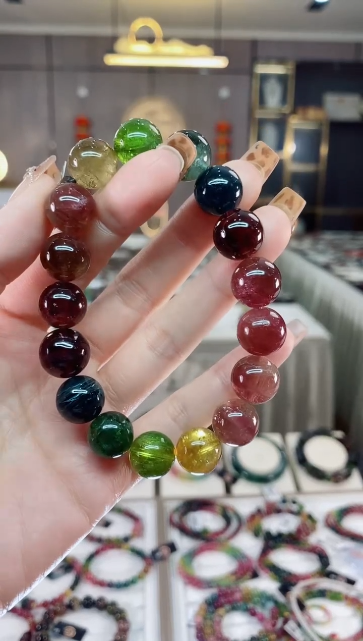 【闪购商品】碧玺单圈手串12mm+未镶嵌一物一证dan