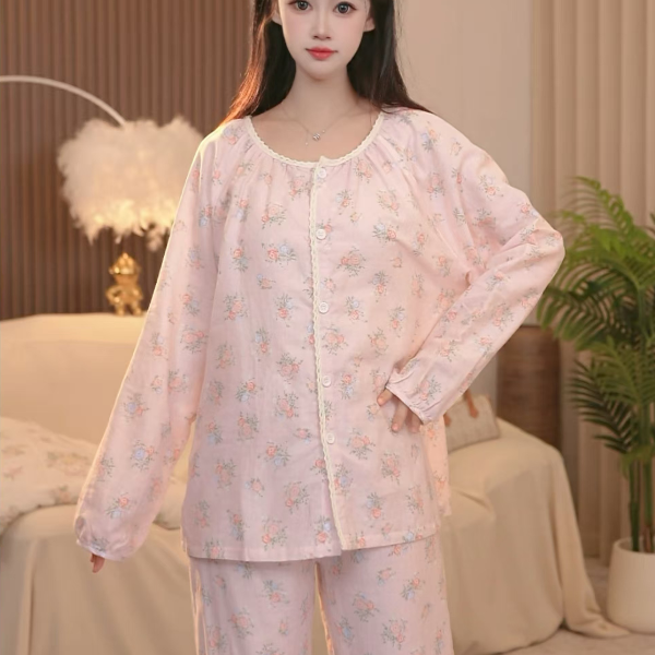 2025新品春秋季舒适休闲宽松轻奢大码女士睡衣家居服套装AFF