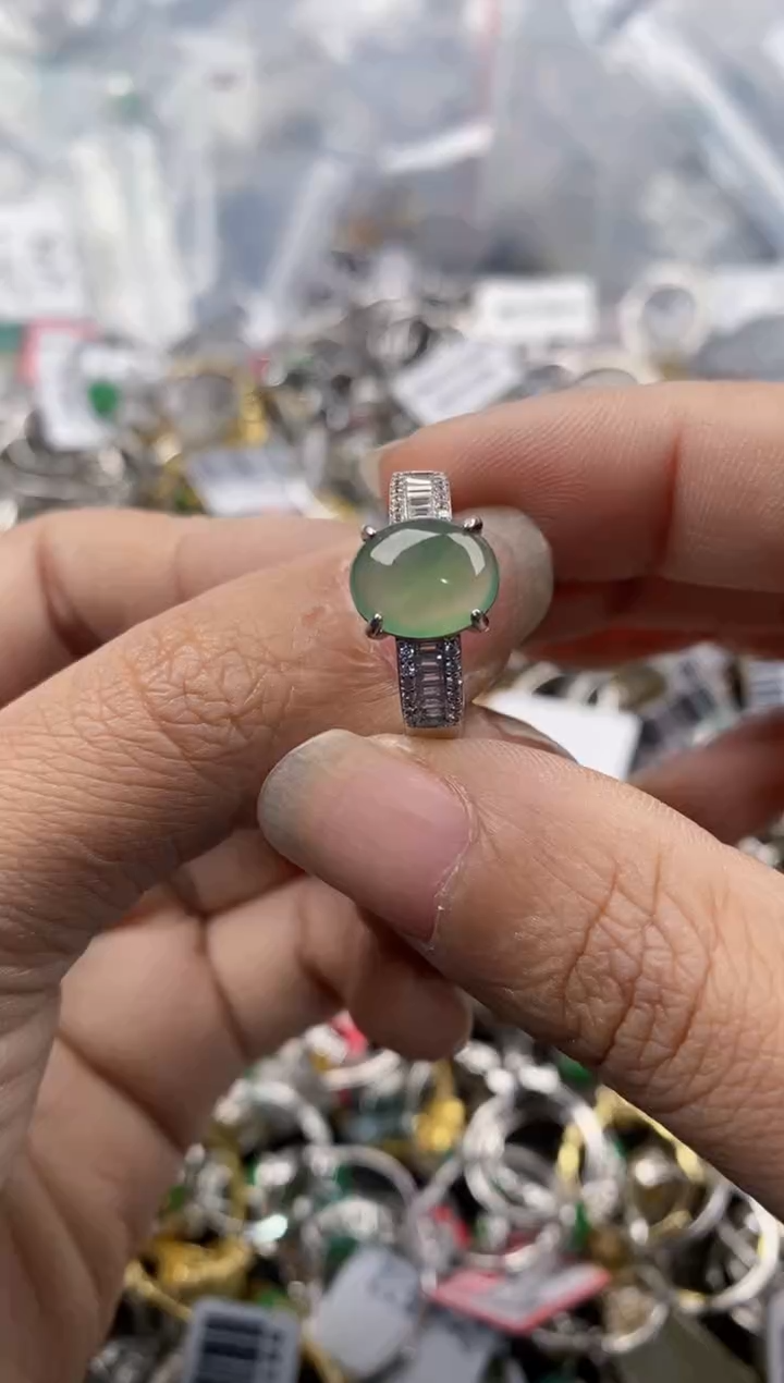 银S925镶嵌戒指翡翠888---5