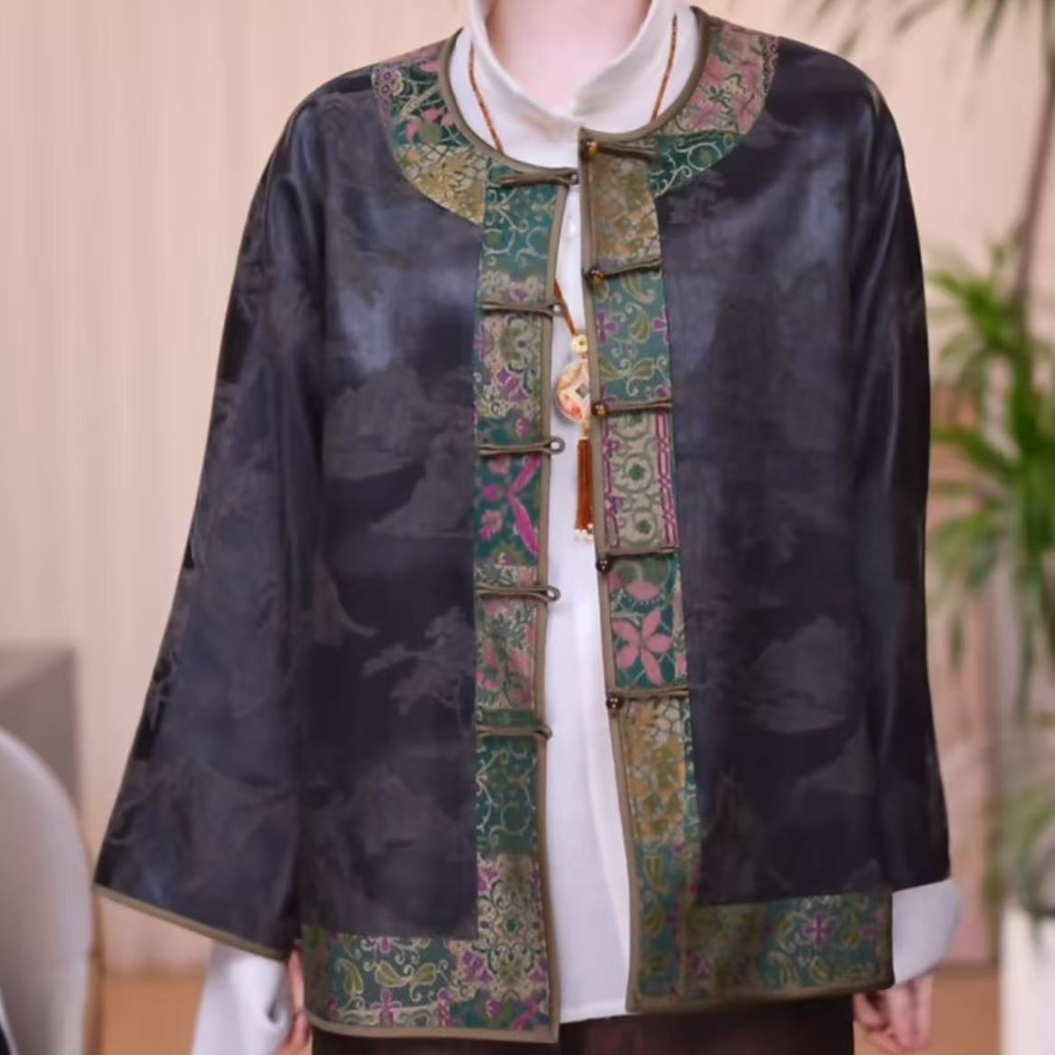 【佳屿】 桑蚕丝新中式国风百搭时尚气质双面双穿外套