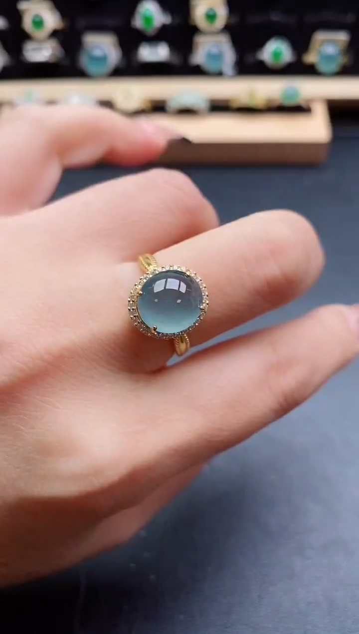 银S925镶嵌戒指翡翠1