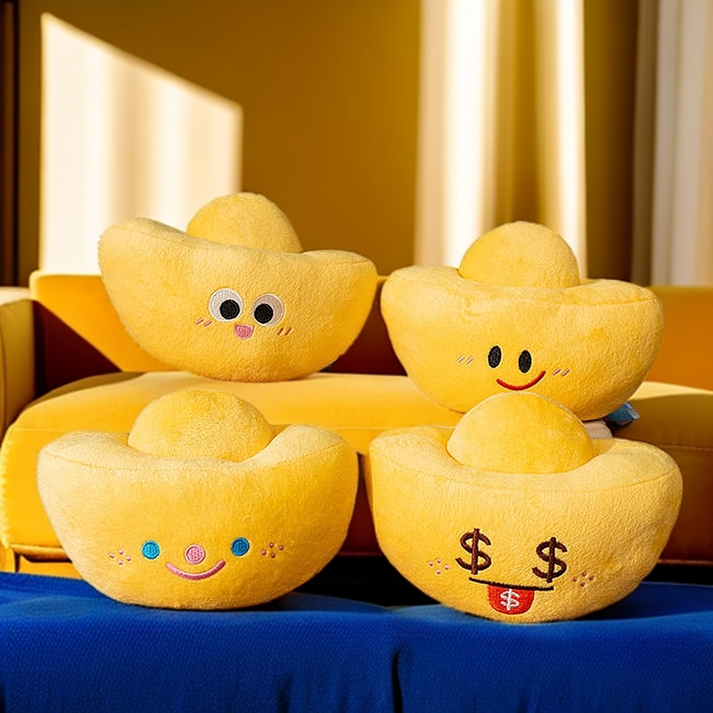 可爱招财金元宝抱枕创意毛绒玩具家居装饰玩偶沙发抱枕新年礼物