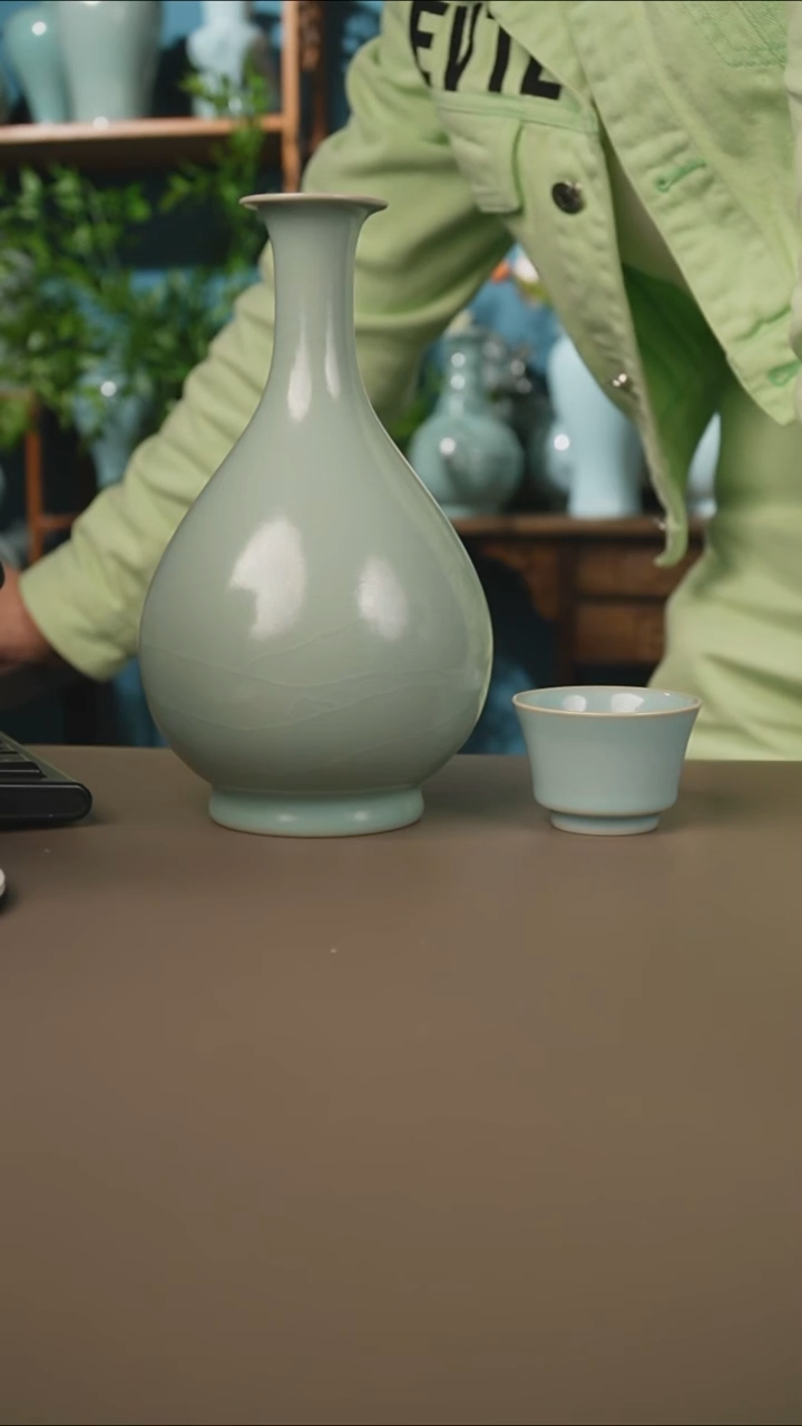 北*柴烧玉壶春送杯子