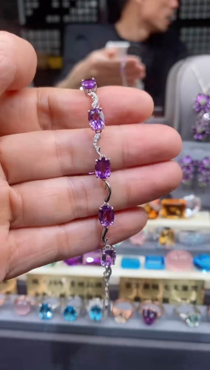 【闪购商品】紫晶手链银S925镶嵌紫晶手链