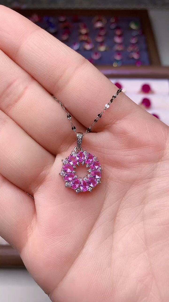 【闪购商品】彩色蓝宝石颈饰银S925镶嵌2