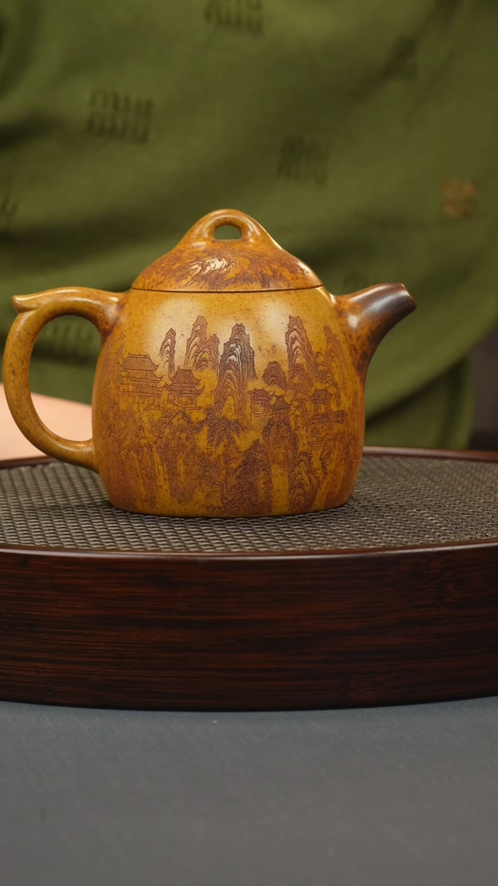 【闪购商品】紫砂茶壶龙骨金砂 秦权 山水