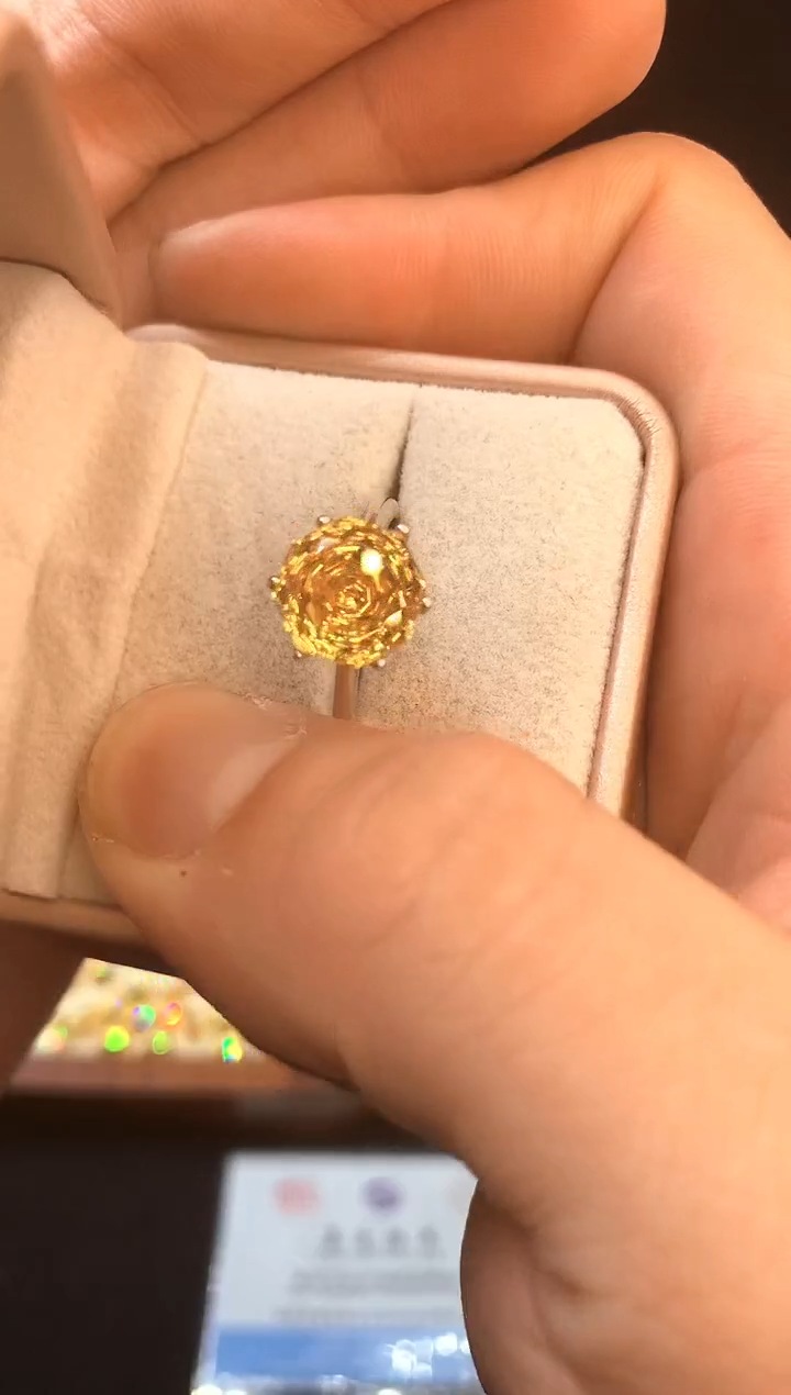 黄晶戒指银S925镶嵌......