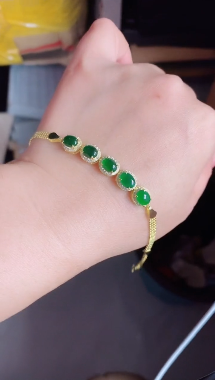 【闪购商品】翡翠手链银S925镶嵌12121